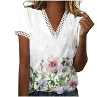 Košulje za žene Trendy Ljeto casual kratki rukav V izrez cvjetni udobni vrhovi plus veličina labavi