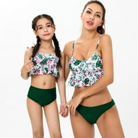 Porodica koja odgovara dvodijelnoj swimSwear majčinoj kćerci Bikini kupaći komisione postavljaju djecu