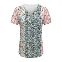 Royalloveove ženska ljetna moda V izrez Print šuplje majica kratkih rukava majica