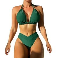Ženski bikinis kupaći kostim bikini za žene kupaći kostim spremnik Srednji duboki V izrez široki kaiševi
