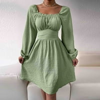 Ležerne haljine za žene cvjetne sunčeve haljine okrugli izrez srednje dužine kratkih rukava zelena s