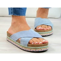 Sanviglor Lady Summer Slide Cross Strap Wedge Sandals Slip na platformi Sandal Unutarnji i vanjski komforni