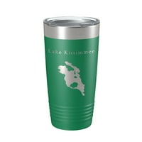 Jezero Kissimmee Karta Tumbler Travel Gol izolirana laserska urezana kava Cup Florida oz Tamno siva