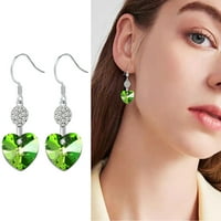 Wozhidaoke Minđuše za žene vole cirkon geometrijske nakit naušnice Diamond Green Leaf Stud naušnice