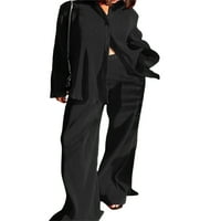 Hirigin ženska ležerna salon odjeća za ženske košulje dugih rukava Top visokih struka labave hlače Srednja
