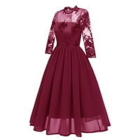 Francuska Dimple Women Vintage Princess Cvjetni čipka Koktel O-izrez Stranka Aline Swing haljina
