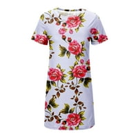 Hanas haljine Ženske ljetne okrugle vrata kratki rukavske haljine cvjetne ispis Modne ležerne haljine