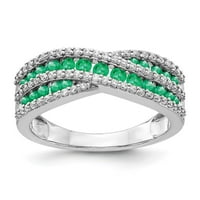 14k bijeli zlatni real dijamant i smaragdni ukrasni prsten