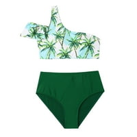 Ženski kupaći kostim tropski bikini ljetni kupaći kostim veliki struk BIKINI BIKINI SET Green l
