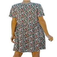 Chollius ženska suknja tunika haljina casual s kratkim rukavima V mini haljina Boho labavi fit cvjetni ispis mini haljina plaža