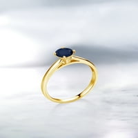 Gem Stone King 0. CT okrugli plavi safir 10k žuti zlatni prsten