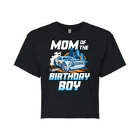 Vrući točkovi - mama rođendanskog dječaka - Juniors obrezana pamučna mješavina majica