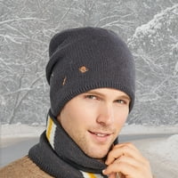 Haljina Chioce Muške zimsko slovo Veze Beanie Hat Scarf Set Warm Plit Hat Debela runa zimska kapa za