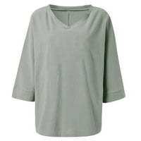 PBNBP ženske pamučne pamučne majice plus veličina V izrez labavi fit vrhovi lagani bluze za žene ljetne
