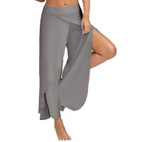 Daznico ženske pune boje Split High Stretch vježbi yoga Slobodne hlače Yoga hlače Grey XXXL
