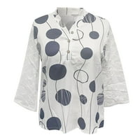 Xiuh majice za žene dame Ljeto labavo Ležerne prilike V vrat Polujavske šuplje rukave tiskane top košulje