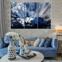 Uokvirena Canvas Wall Art Mont, 42 X28 Isus Krist u bijelim oblacima Canvas Art Decor