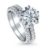 Sterling Srebrni pasijan za prstenje za vjenčanje 3. CARAT okrugli kubični cirkonijski CZ prsten set za žene, rodijumske veličine 5.5