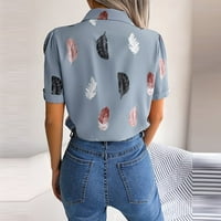 Ženska ležerna bluza s kratkim rukavima, gumb u obliku listovnog ispisa rever majica casual top