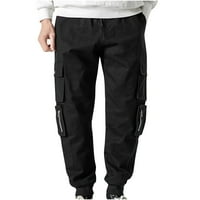 Juebong Muški pamučni multi-džepovi radne hlače Taktičke vanjske vojne vojske teretnih hlača, crna,