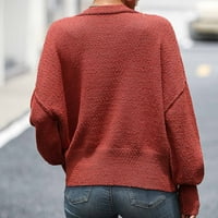 Stavke odobrenja Ženska tipka V-izrez Solidana Pleteni džemper Pleteni džemper Žene Cardigan