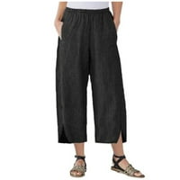 HHEI_K modni ženski gumb pune boje casual pamučne hlače sa džepovima