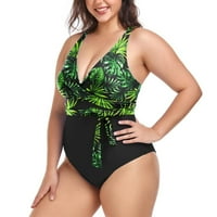 Daznicone Women Stripe Print Crack Up Bikini set V izrez kupaći kostim kupaći kostimi plus veličina