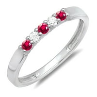 DazzlingRock kolekcija 10k okrugli rubin i bijeli dijamantski kameni ženski godišnjički vjenčani prsten,