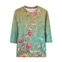 Ženske vrhove rukav ljetni etnički cvjetni slatki slatki vrhovi Crewneck Slim Fit pola rukave majice Spring bluza