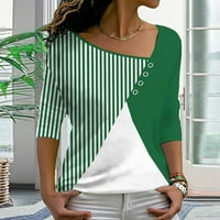 Hanas vrhovi ženske modne modne vitled s vražnim vidom od tiskanog s dugim rukavima TOP GREEN XL