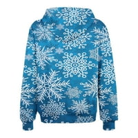 Božićni kaputi za žene sa haubicom modne novitete Xmas SnowFlake Print duksevi s dugim rukavima Zip