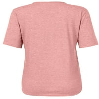 Ženska majica s kratkim rukavima Zipper V-izrez bluza TEE PLUS veličina ružičasta S