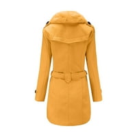 Zimski kaputi za žene - dolje od tanke tople dugih rukava od punog rukava od pune, za jesen zimsko žuto