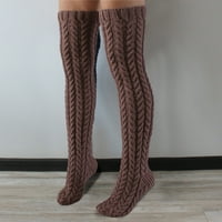 Ženske čarape kabela pletene bez ikakaste čarape za bedru Ekstra dugačke zimske čarape preko grijanja