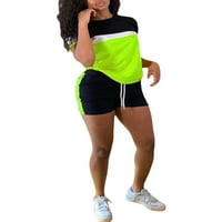 Ženska odjeća za vježbanje postavljene kontrastne boje kratkih rukava kratkih rukava i trčanja Hortke Yoga Activewear Ljetni trenerke