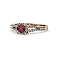 Ruby and Diamond HALO angažman prsten 1. CTTW u 14K ružičastog zlata.Size 6.5