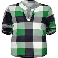 Glonme majica za ženske majice s dugim rukavima T-majica Holiday Sport Tunic Bluza Labavi ček Green