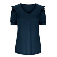 Ženske košulje mornarice za prodaju moda Ženska ljetna V-izrez Čvrsta kratki rukav seksi gornji bluza