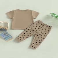 Binweede Toddler Djevojke Set odjeće Set ljetnog slova Ispis majica kratkih rukava i istezanje casus