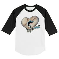 Mladića Tiny Turpap bijela crna Miami Marlins Heart Baner 3 4-rukave Raglan majica