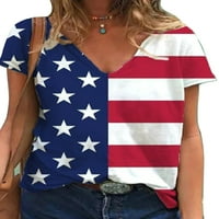 WTPretty Womens Nedepen Day USA zastava Ispis majica s kratkim rukavima