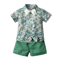 FESFESFES Toddler Baby Boys Gentleman Bowie Tip Cvjetni tiskani majica TOPS + Hratke Outfits