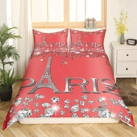 Prekrivač king Paris Paris Umforter za žene Crno-bijelo romantična toranjska posteljina posteljina gradijent