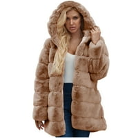Absuyy zimski kaputi za žensko-fau krzno krznene jakna s dugim rukavima otvorena prednja topla gornja