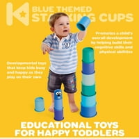 Šalice za slaganje plavog modernog dizajna, dječačke igračke i djevojke novorođenčad mjeseci i mališani