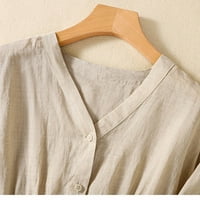 Posteljine za žene pamučne rukave spuštaju bluze V izrez labavi posao Ležerne ljetne vrhove