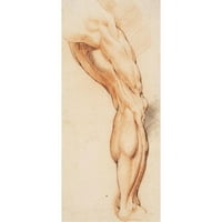 Willem Panneels crni moderni uokvireni muzej umjetnosti pod nazivom - anatomska studija. Čovjekov je lagan desni noga viđen sa leđa, okrenuo se desno