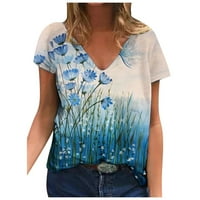 Košulje za žene Dressy Casual Graphic kratki rukav V izrez Loop Fit Pulover Bluzes T Majica Modna plaža