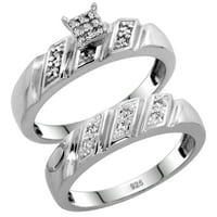 Sterling Srebrna ženska dvodijelna dijamantska angažmana vjenčanog prstena za vjenčani završni sloj,