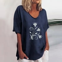 Ženska ljetna majica casual okrugla vrhova modnih tiskanih rukava s kratkim rukavima Pulover T majica